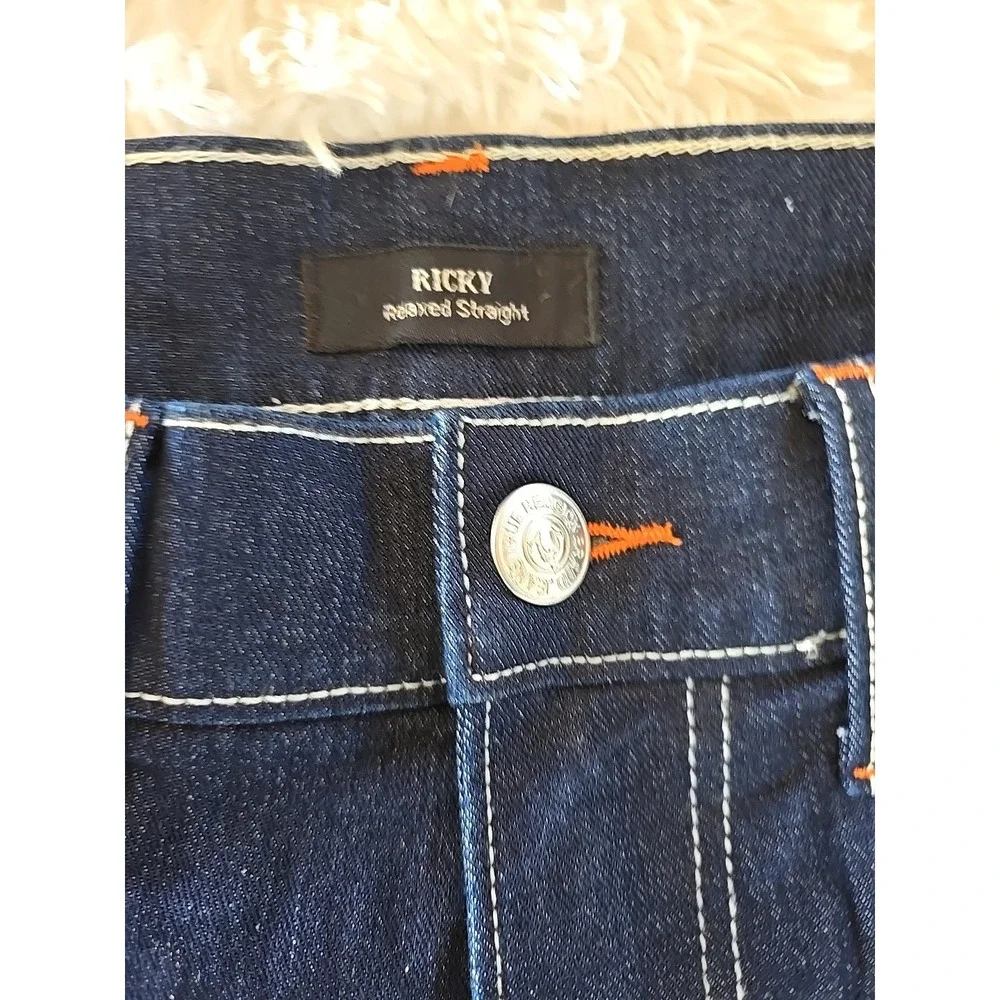 True Religion Ricky‎ Relaxed Straight Denim Shorts Size 30 Mens Blue